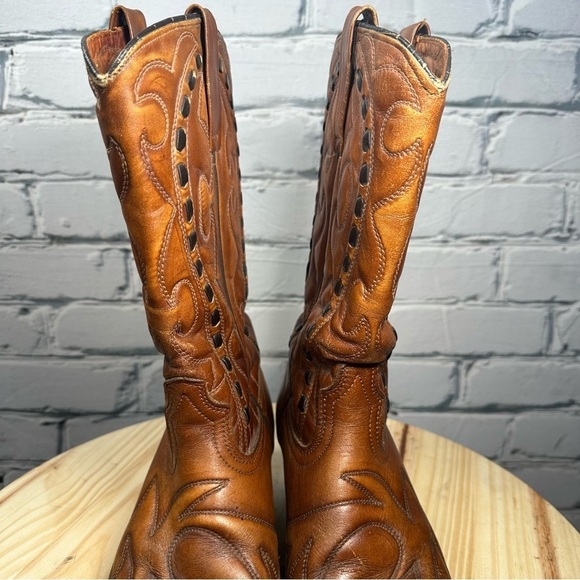 Durango Cowboy Boots Leather Brown Vintage Men’s 8 1/2 D (10.5 Women’s) 60s-70s - Picture 2 of 13